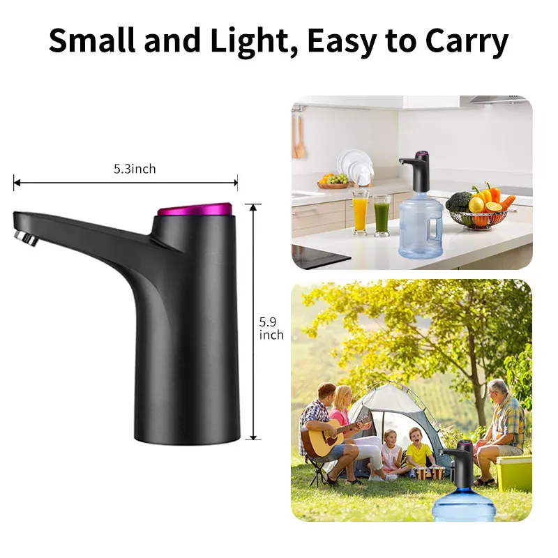 HiPiCok Electric Water Dispenser with Universal Bucket Cap Water Bottle Pump USB Automatic Water Pump for any Gallon Bottle 6