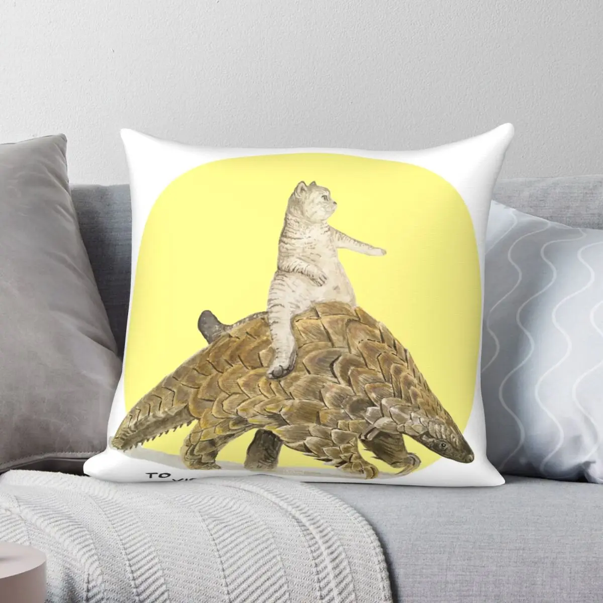 

Cat And Pangolin Square Pillowcase Polyester Linen Velvet Printed Zip Decor Pillow Case Home Cushion Cover 18"