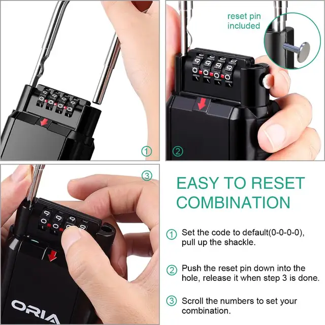 ORIA Key Safe Box Keys Storage Combination Lock Box Key Storage Lock Box 4-Digit Combination Lock Waterproof Indoor/Outdoor 5