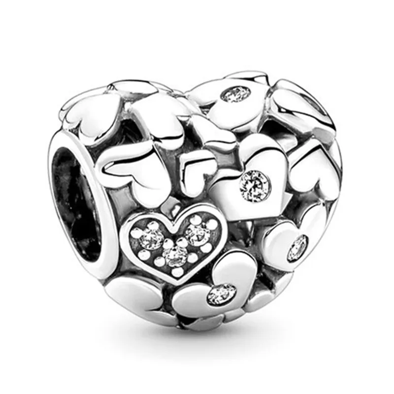 

Authentic 925 Sterling Silver Moments Openwork Heart With Crystal Charm Bead Fit Pandora Bracelet & Necklace Jewelry