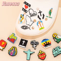 1pcs PVC Religions Shoe Charms Shoe Pins Christian Jesus Blessed Holy Bible Sandals Accessories for Women Men Clog Buckles