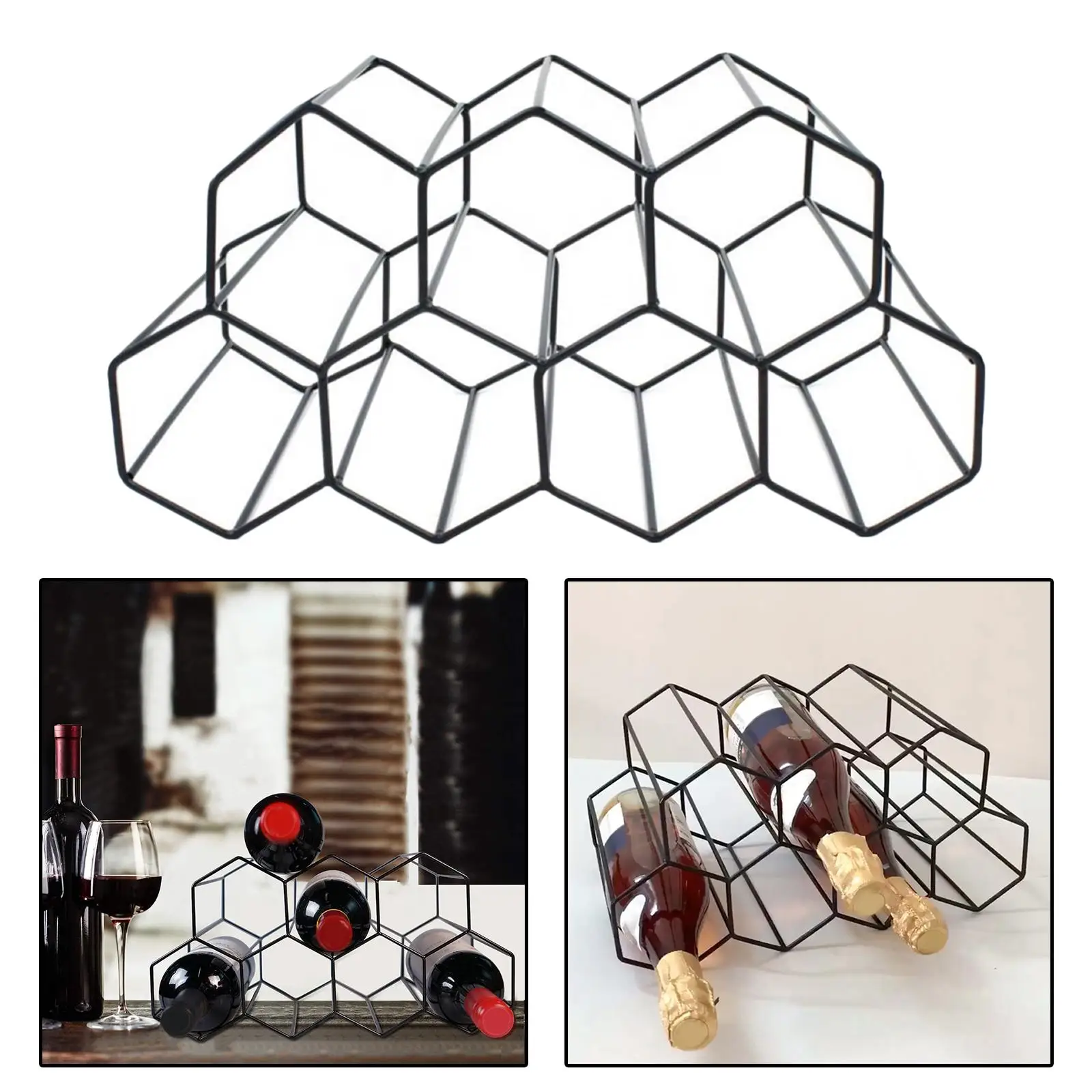 Geometric Hexagonal Stackable Metal Countertop Rack Bottle Rack Stands Cabinet Table Pantry Cabinet