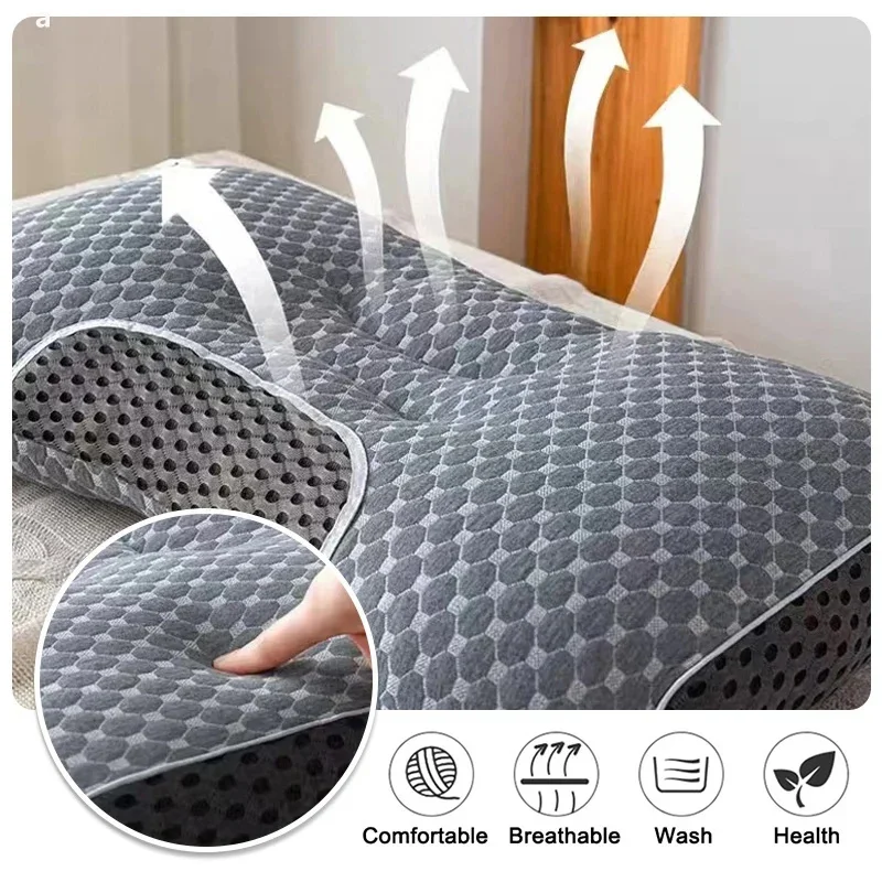 Neck Protection Pillow SPA Massage Non Collapsible Knitted Cotton Pillow Core Adult Pair Hotel Accommodation Household Home 2