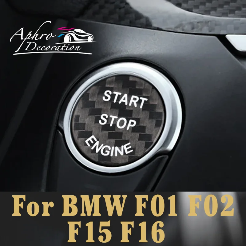 

Car Engine Start Stop Button Cover Real Carbon Fiber Sticker For BMW F01 F02 F15 F16