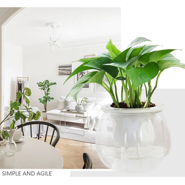 Lusta Virág Edény Automatikus Vízeljorító Virágcserapár Átlátszó Műanyag Önöntő Ültetvényes Növények Óvodai Hüvelyek Fu - Image 3