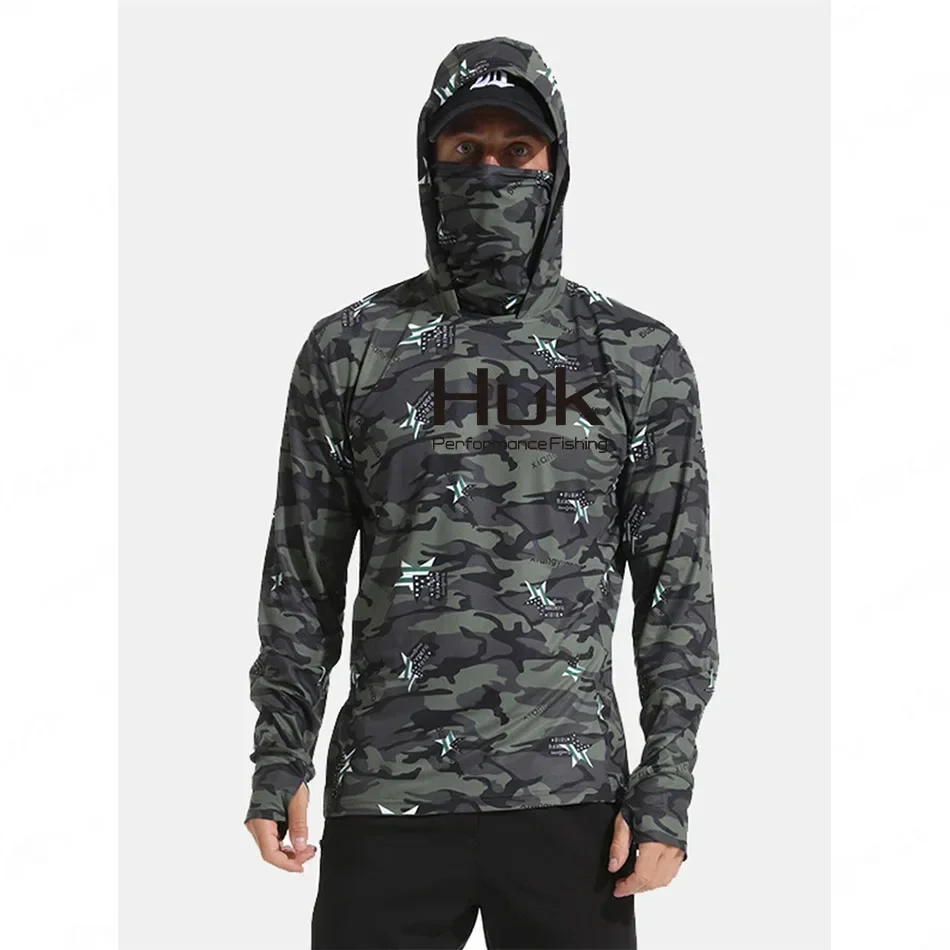 Huk Men&lsquo;s UPF 50+ Sun Protection Hoodie Shirts Long Sleeve Lightweight SPF Outdoor UV Hiking Fishing mens hiking shirts
