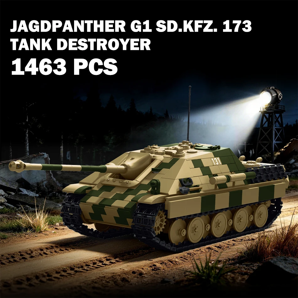 2차 세계대전 군용 야그트판터 G1 Sd.Kfz. 173 탱크 파괴기 조립 블록 제..