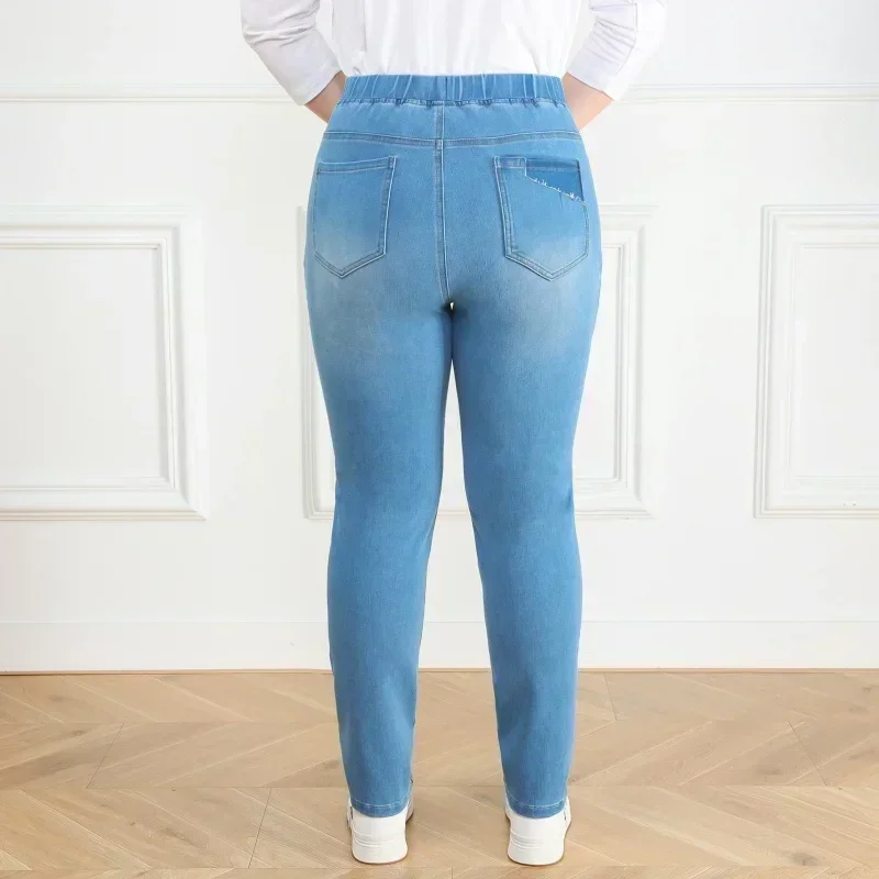Plus Size 7XL 9XL Jeans Women Large Slim Fit 150KG High Waist Trousers Elastic Female Pencil Pants Stretched Girl Denim Clothes 4
