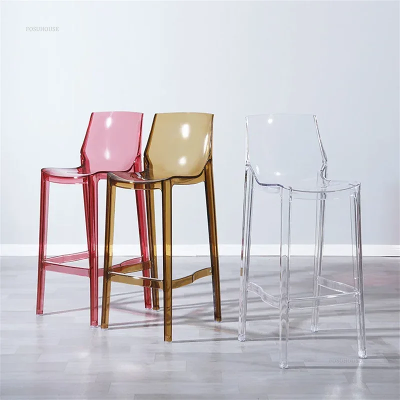 Nordic Acrylic Transparent Bar Chairs Household High Foot Stool Modern High Chair Nordic Plastic Crystal Bar Stools for Kitchen