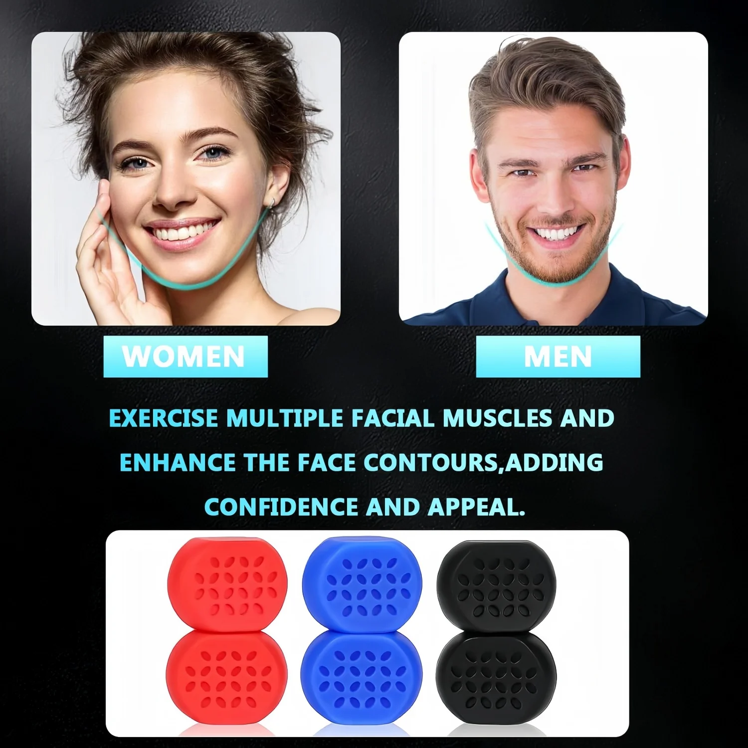 6pcs/box Silicone Jaw Exerciser Muscle Training Face Lifter Jaw Line Face Slimmer Targets Your Chin, Lip and Cheekbones