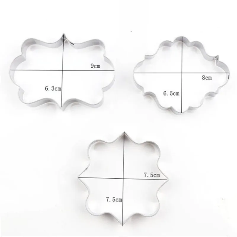 Sugar biscuit mold Plaque Cutter Cookies Frame DIY Cake Oval Square Rectangle Fancy Stainless Cookie Mold 3Pcs cookie cutter baking mold cookie mould cookie printing mold
