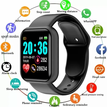 Y68 Smart Watch Men Women Heart Rate Oxygen Blood Pressure Monitoring Multi-Function Sleep Monitoring Smartwatch for Ios Android 1