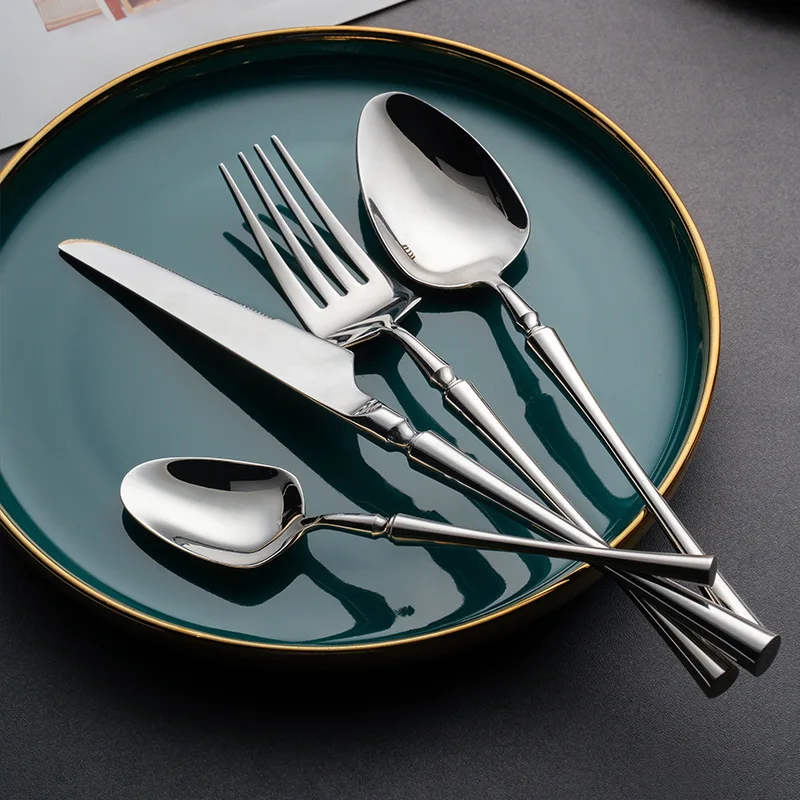 Tableware Sets Stainless Steel Cutlery Set 24 Pcs Silverware Dinnerware Set Forks Knives Spoons Tea Spoons Dishwasher Safe