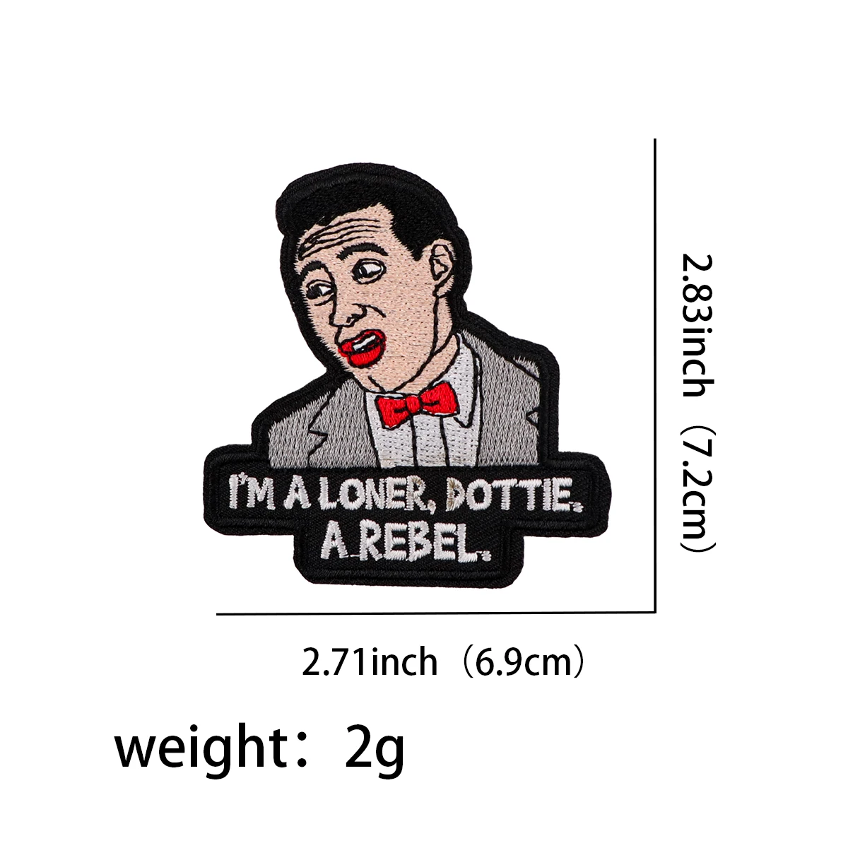 Description Picture 3 of itemI'M A LONER Patches On Clothes Comedy Movie Iron on Embroidered Patches For Clothing DIY Stripes Applique Accessory