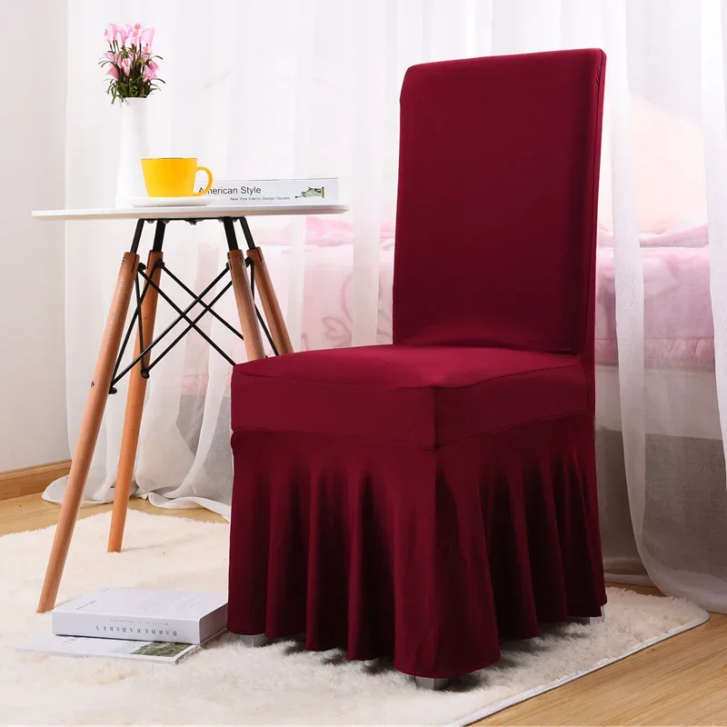 White Chair Covers Pleated Polyester Spandex Chair Cover Stretch Slipcovers for Wedding Party Dining Banquet Hotel Decoration 5