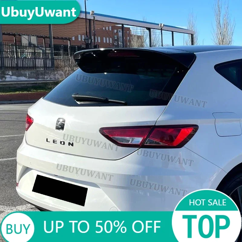 Dakspoiler met Voor Seat Voor Leon MK3 MK3.5 5F Fr Stijl Hatchback 2012-2021 Spoiler Dak Vleugel Lip Abs auto Staart Spoiler Body Kit Dakspoiler (Kleur : Candy white