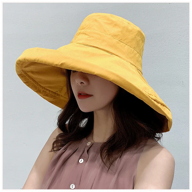 Hot Sale 2024 Women's Bucket hat Panamanian Women Four Seasons Big Brim Double-Sided Fisherman Hat Sun Visor C_voghion.com