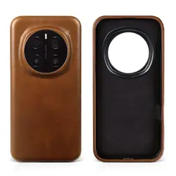 Retro Vintage Crazy House Pattern Genuine Leather Full - Wrap Back Cover Case - Aesthetic Design for Honor Magic8 (Yellow Brown 5207)