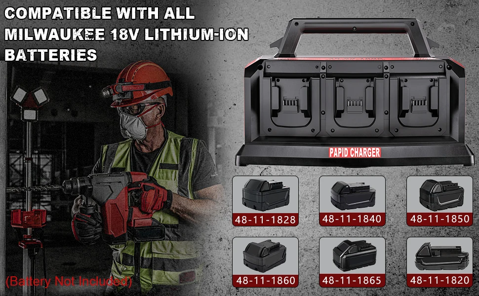Replacement for Milwaukee M18 Battery Charger Station 6-Ports Simultaneous Rapid