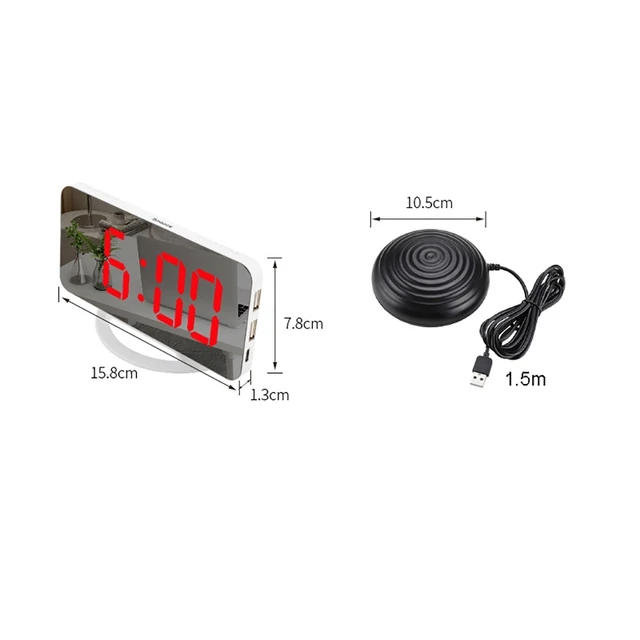 Kreatív Led Rezgés Ébresztőóra Multifunkcionális Kettős Usb Töltés Néma Éjjeli Fénysütés Süket És Hallás Nélküli Szundi - Image 6