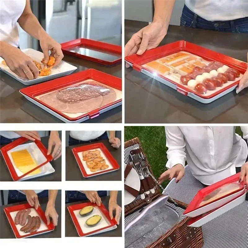 Food Preservation Tray Seafood Beef Ham Fresh Keeping Fresh Spacer Reusable Container Refrigerator Organizer Kitchen Tool 4