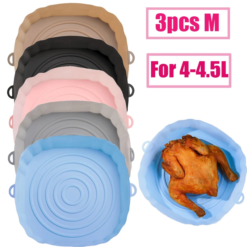 3pcs Airfryer Silicone Basket Mat Tray for Microwave Without Oil Silicone Baking for 4-4.5L Kitchen Accessories,air fryer liners,silicone baking mat,air fryer accessories,air fryer baking tray,air fryer silicone tray,air fryer mold,baking pan,baking pan tray,air fryer basket,baking cooling rack