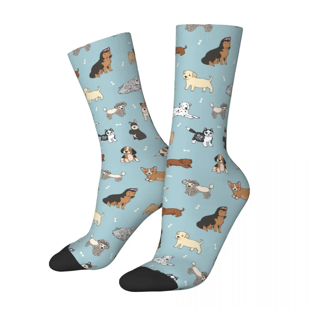 Divertenti Calzini Da Uomo Cartoon Doodle Puppy Dog Vintage Harajuku Dog Hip Hop Novità Pattern Crew Crazy Sock Gift Stampato