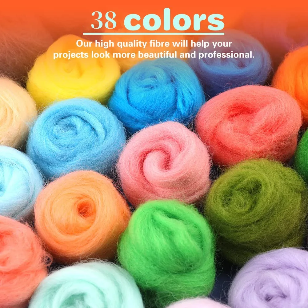 Wool felting kit needle felt kit needle felting wool felt fabric sheet wool felting needles needle felting mat Spinning Wool Roving Needle Felting Multicolor Wool Fiber Felt Fabric Felt Materials Tool Handmade DIY Toy Dolls 10/20/50g