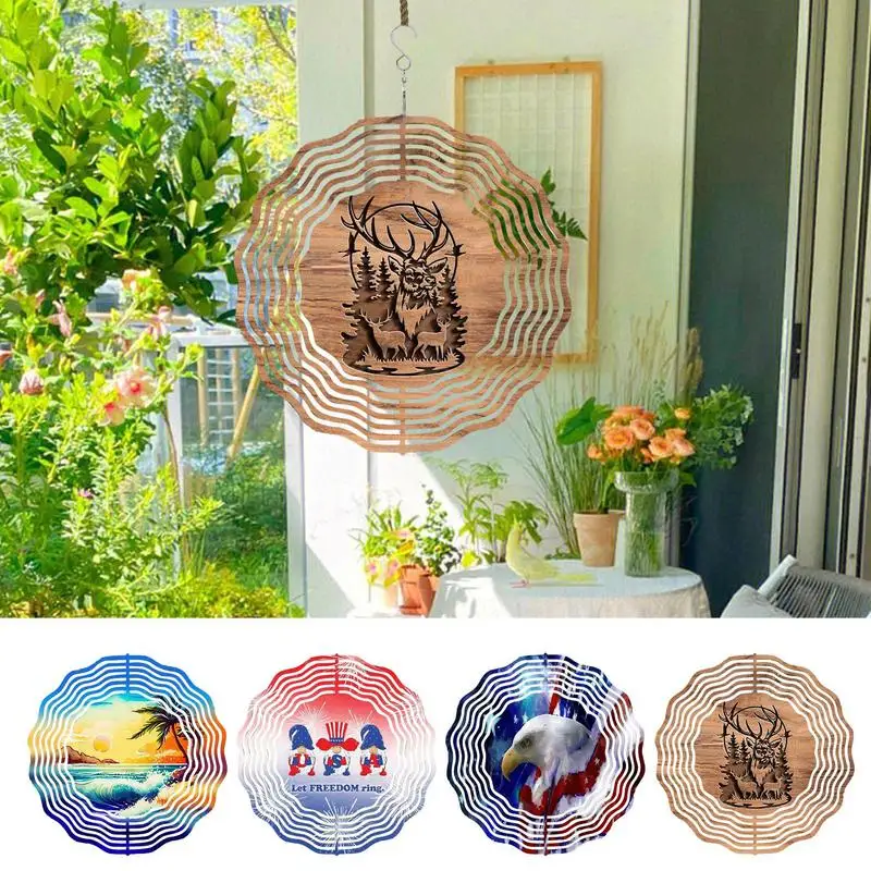 

3D Metal Tree Of Life Rotating Wind Chimes Streamer Effect Wind Spinner Mirror Reflection Catcher Home Garden Hanging Decoration