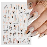 Heallor Graffiti Strips Nail Stickers for Women Nail Art Decorations Rose Gold Abstract Line Spring 3D Slider for Manicure Polis 1