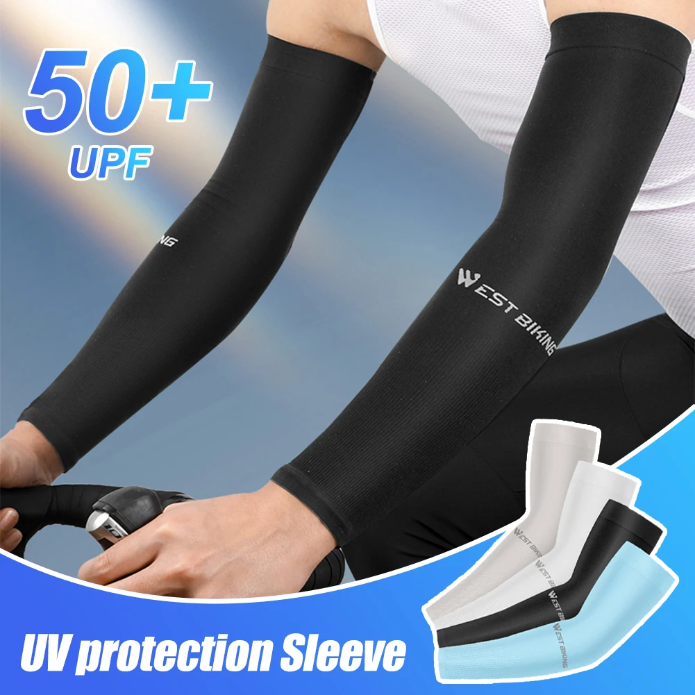 

Anti-UV Ice Silk UPF50+ Cycling Arm Sleeves Breathable Sunscreen Sleeve Unisex for MTB Road Bikes Fitness Cycling Outdoor Sports