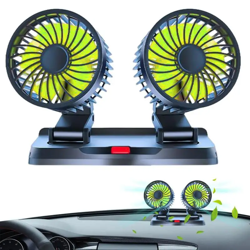 

Fan For Car Car Cooling Fan Quiet Double/Three Head 360 Degree Rotation Vehicle Fan 3 Speed Adjustable Strong Wind Fan For Golf