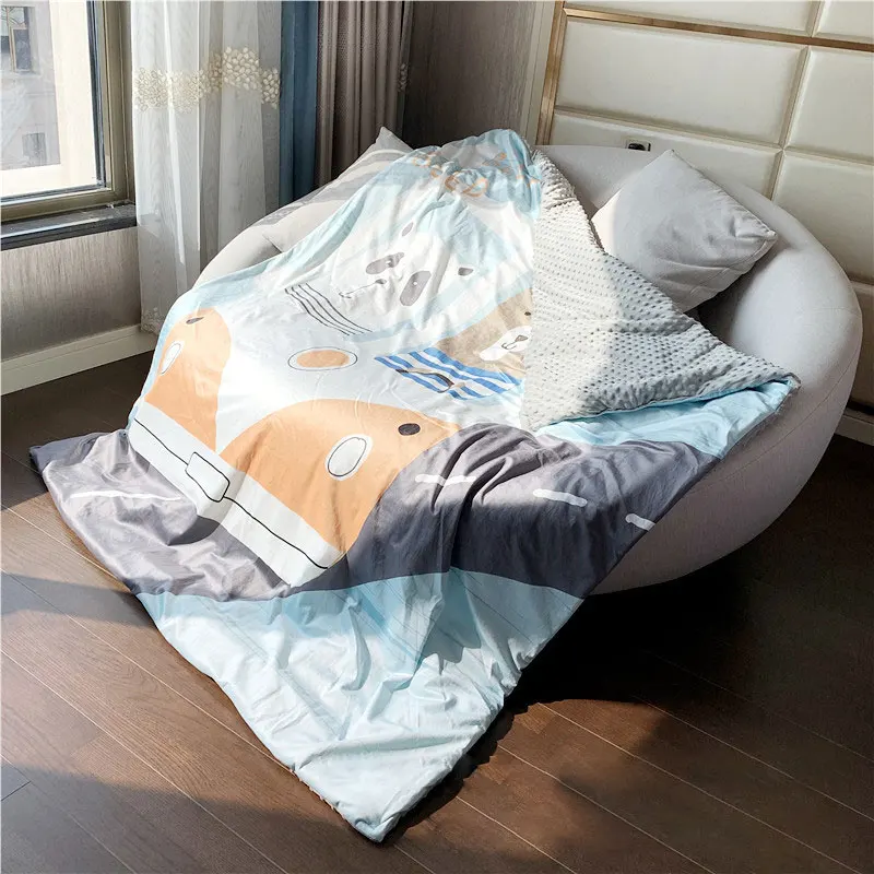 Cartoon Pattern Autumn and Winter Thickened Quilted Beanie Velvet Warm Skin Quilt Children's Soothing Warm Quilt