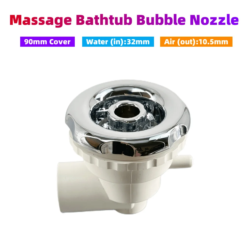

Φ90mm Cover Single Way 32mm Water-in Jet Nozzle ABS Chromed Cap PVC Base Massage Bathtub Bubble Nozzle Hot Tub Water Jet Nozzle
