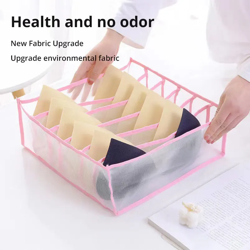 Underwear Storage Box Womens Socks Bra Underwear Thickened Grid Packing Box Mesh Grid