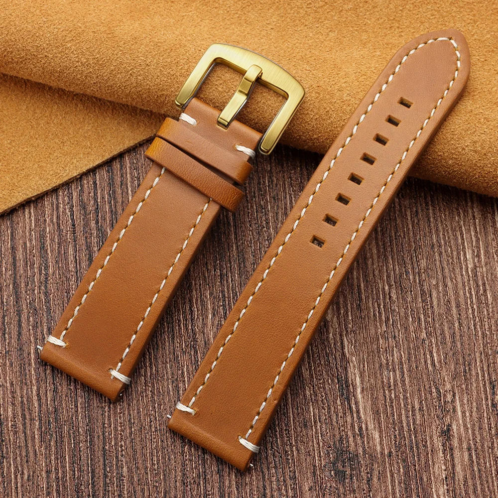 Vintage Stitching Genuine Leather Watchband - Universal Sport Strap with Accessories
