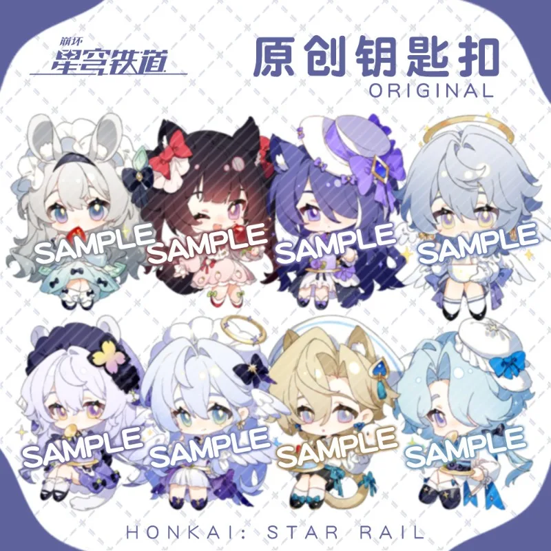 

Sunday Robin Aventurine Acheron Anime KeyChain Honkai Star Rail Men Key Chain for Women Figure Acrylic Keyring Pendant Gifts