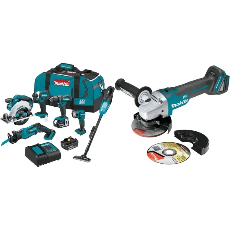 

Makita XT614SX1 18 в 6 шт. Комбинированная бесщеточная Беспроводная угловая шлифовальная машина 4-1/2 дюйма/5 дюймов, только инструмент