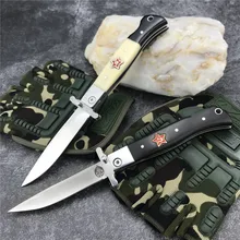 

Russian Finka NKVD KGB EDC Manual Folding Pocket Jack Knife Black Ebony Handle 440C Blade Mirror Finish Outdoor Camping Knives