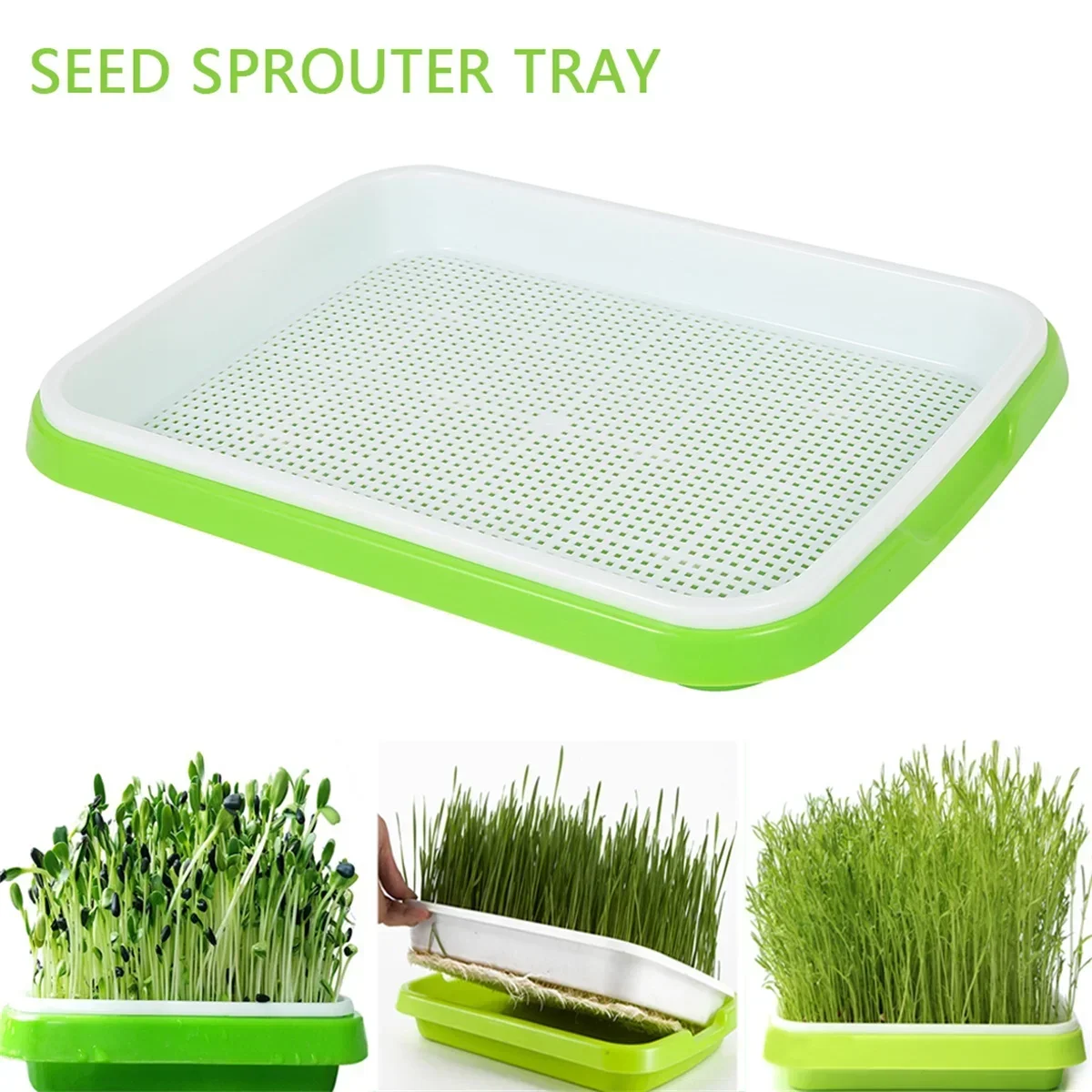 1PC Seed Sprouter Tray Wheatgrass Sprouting Pot Planter Soilless Bean Culture Hydroponic Nursery Plate Cat Grass Bonsai Seeds seed starter tray,seedling tray