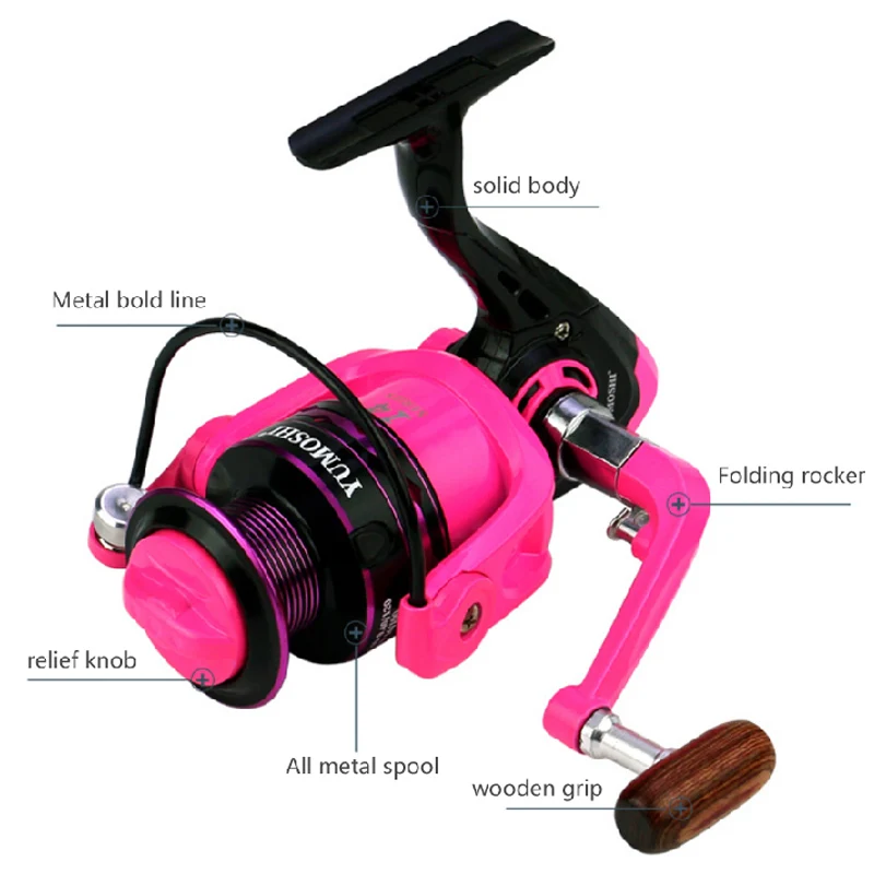 Spinning Fishing Reel Coil Wheel Bait Metal Spool Folding Rocker