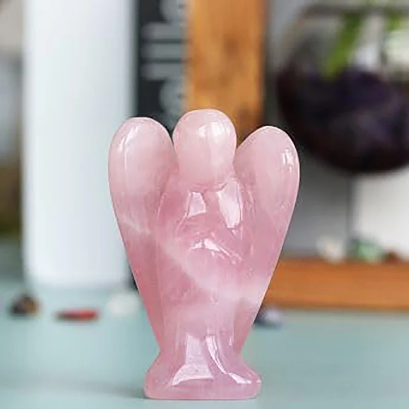 Celestial Harmony: Polished Hand-Carved Angel Crystal Statue