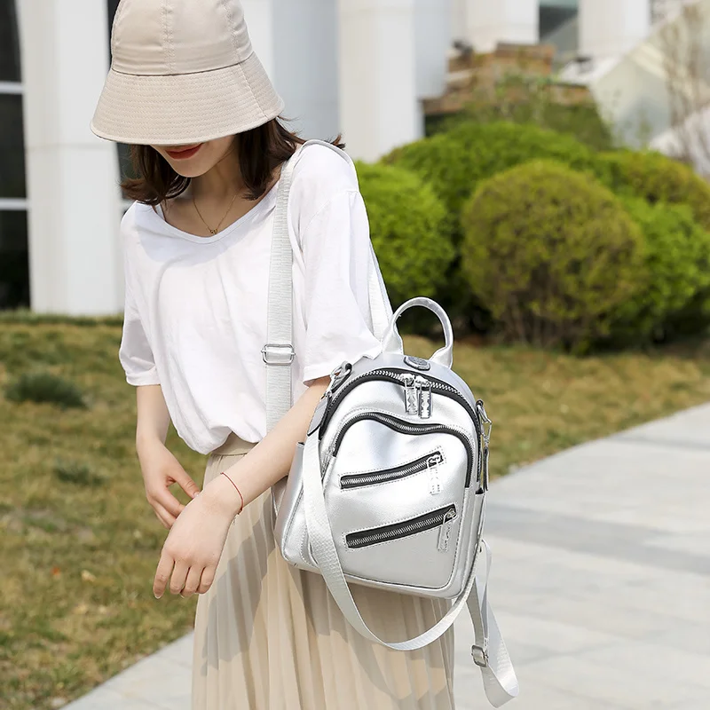 Small Backpack Women Multifunctional PU Leather Backpacks 2021 New Fashion High Quality Ladies Casual Travel Backpack School Bag