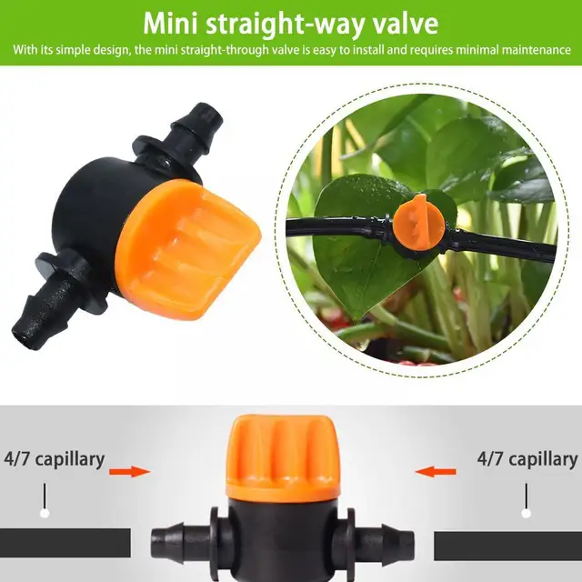 20Db Csepegtető Öntözőszelep 4/7 Mm -Es Csepp Öntöző Kapcsoló, 4 Pvc Cső Mini Szelep Az Üvegházhatású Kerti Törvény F7G9 -Hez - Image 4