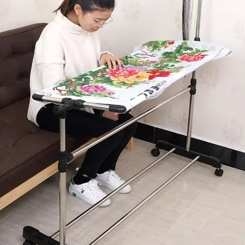 Stainless Steel Cross Stitch Frame Adjustable Chinese Cross-Stitch Accessories Embroidery Floor Stand Clothes Hanger Stand