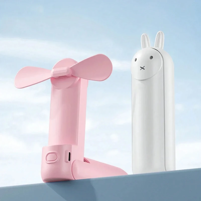 1pc Handheld Fan Rechargeable Mini Portable Cartoon USB Small Fan Gift Can Be Placed On The Desktop Handheld Small Fan