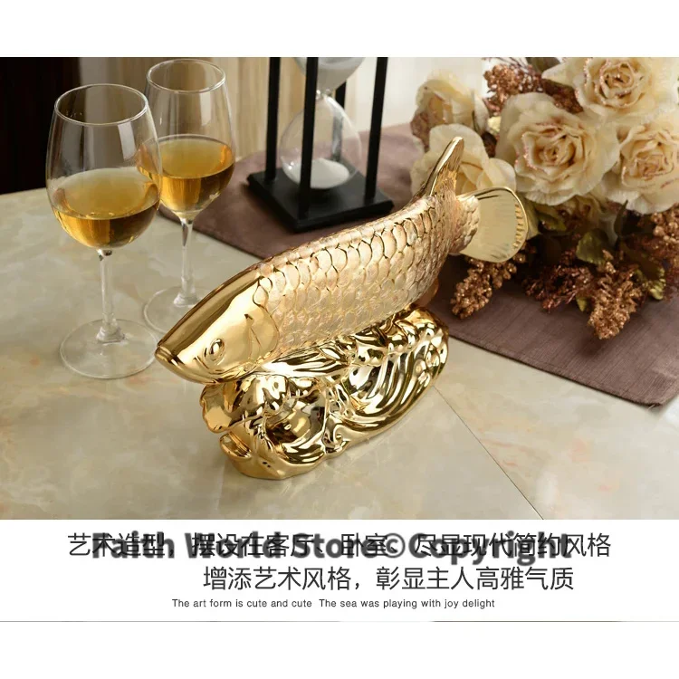 34CM large HOME OFFICE Company SHOP ROOM TOP COOL Efficacious Talisman Recruit money Arowana Golden Fish FENG SHUI lucky statue 2