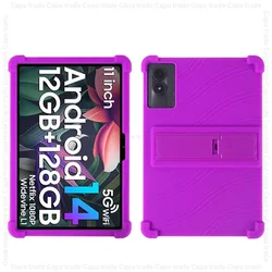 Soft Silicone Protective Cover with Kickstand for 11 Tablet - Shockproof Thicken Design (PURPLE)