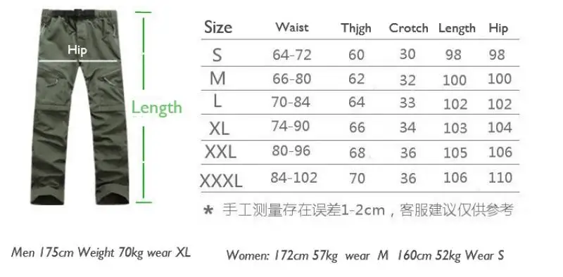 Description Picture 2 of item(S-5XL)2 in 1 Sports Pants Quick Dry Outdoor Hiking Fishing Runing Capming Long Trouser Can Remove To Shorts Beach Trip Pants