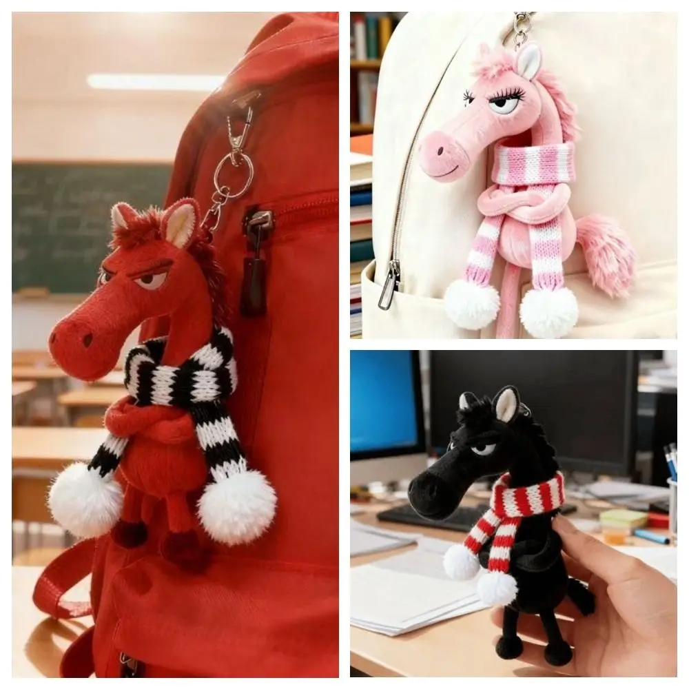 Exquisite Cartoon Horse Keychain Fantasy Style Craftsmanship Pony Plush Doll Pink Stuffed Simulation Horse Toy Christmas Gift